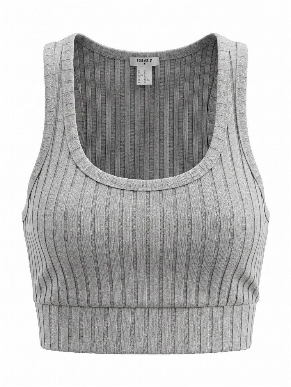 Forever 21 Light Gray Ribbed Scoop Neck Crop Tank Athletic Athleisure Feminine